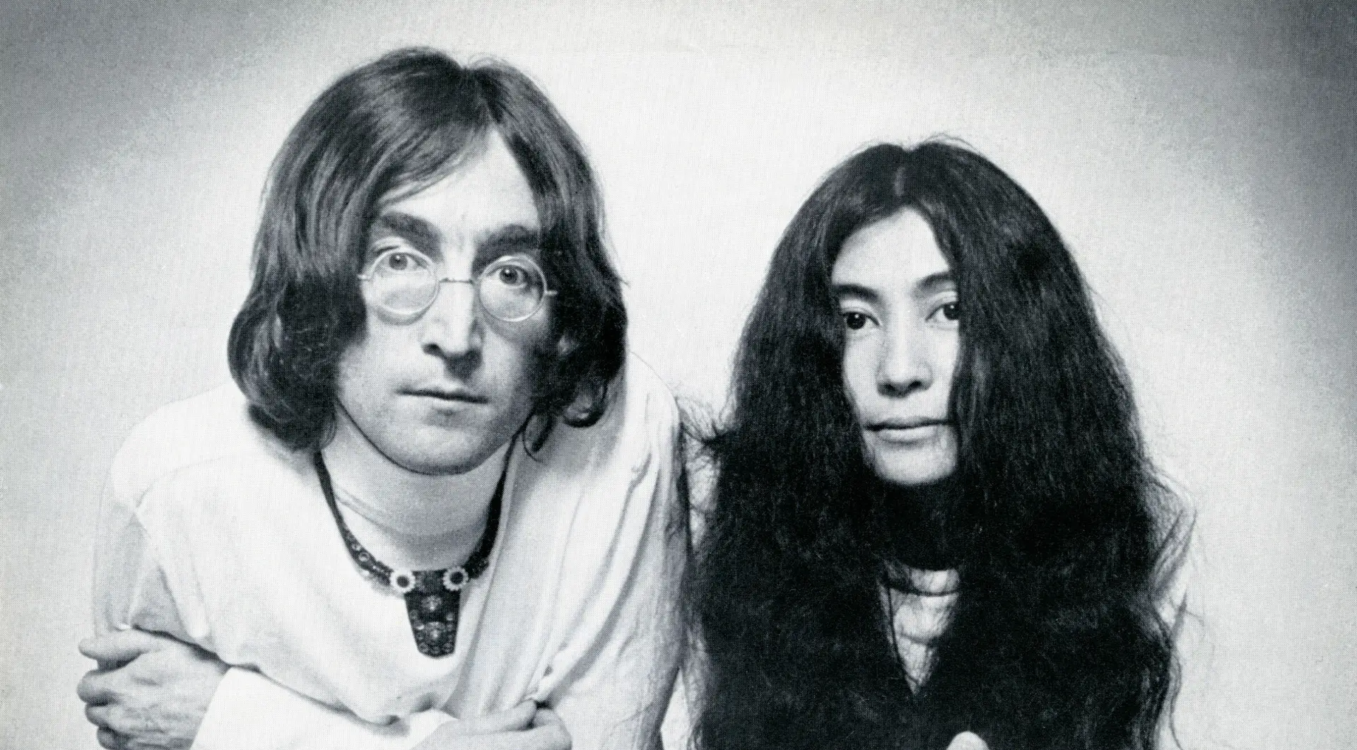 John Lennon & Yoko Ono Brochure Cover for "Planting Acorns at Coventry 1968" First public art collaboration. Photo by Keith McMillan ©Yoko Ono