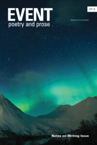 Event 50.3 cover - Northern Lights in blue and green with mountains underneath